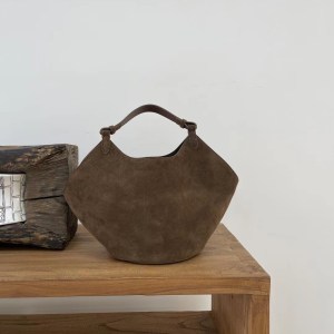 Frosted Cowhide Bucket Bag Large Capacity Genuine Leather